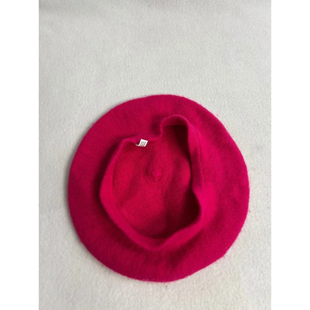 French Chic Parisian Hat To Socks Womens OS Hot Pink Wool Blend Classic Beret